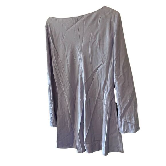 French Connection Ennis Satin Long Sleeve mini Dress lavender a line dress Size - Picture 5 of 9